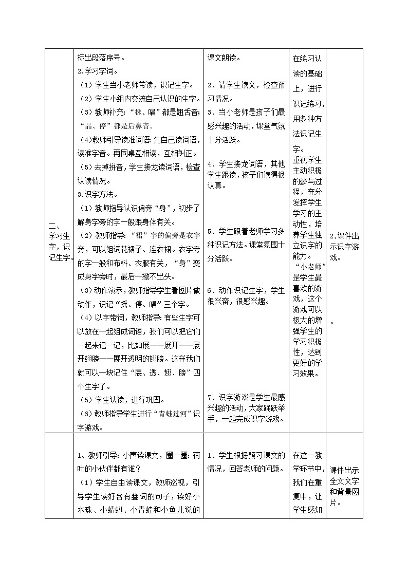 统编版语文一年级下册（2024）12 荷叶圆圆-教学设计第3页
