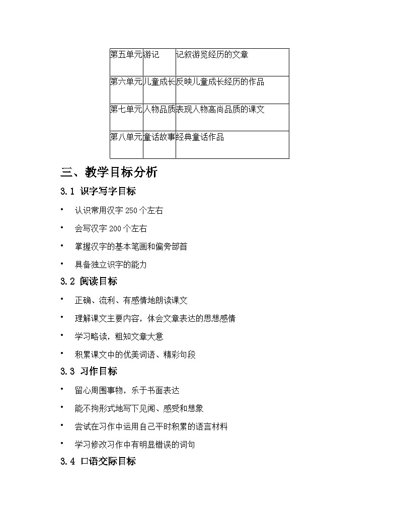 2026年春季统编版语文四年级下册教材分析与解读学案第2页