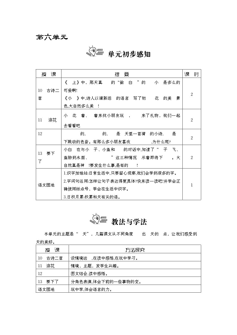 统编版（2024）一年级语文下册第六单元教案第1页