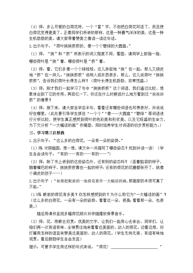 3.荷　花 26春 电子教案 部编版语文三年级下册第3页