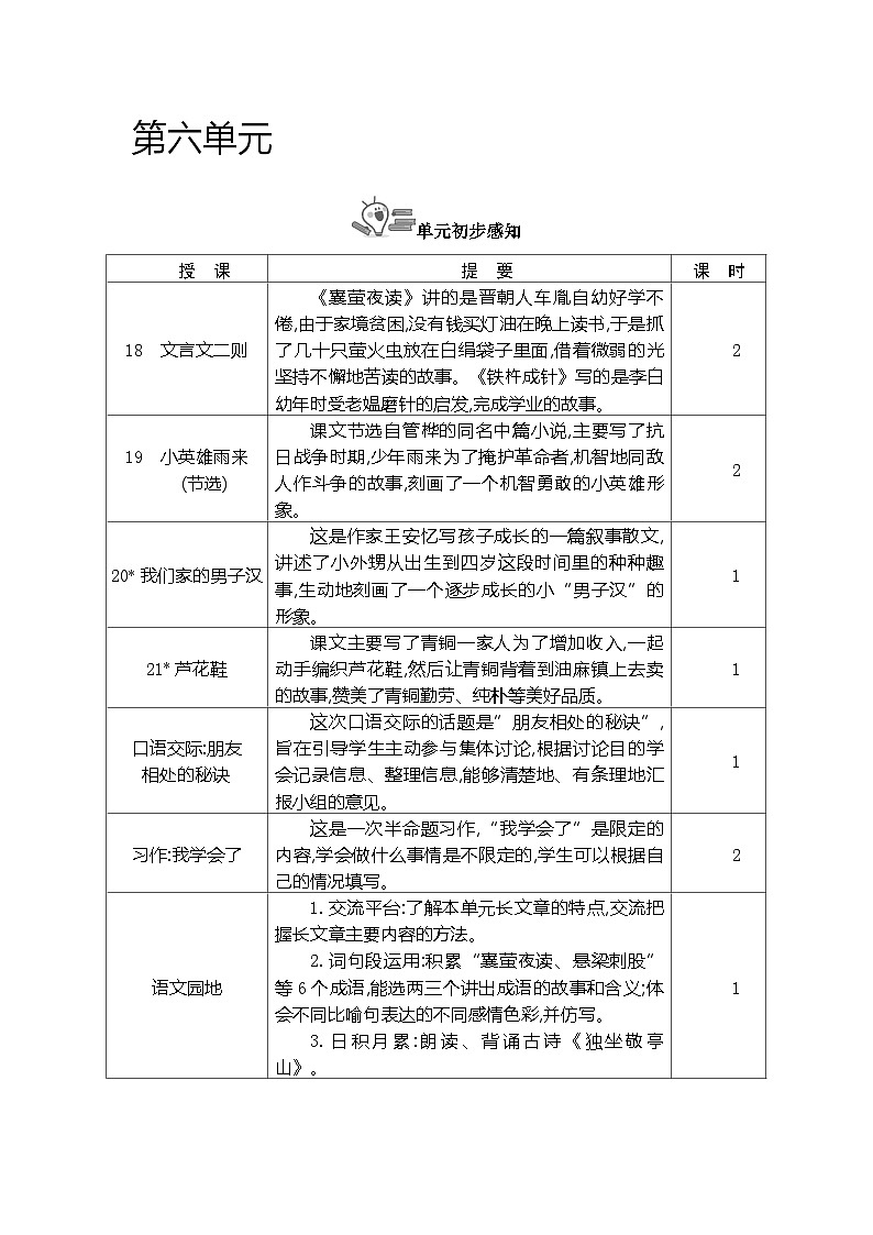 统编版（2024）四年级语文下册第六单元教案第1页