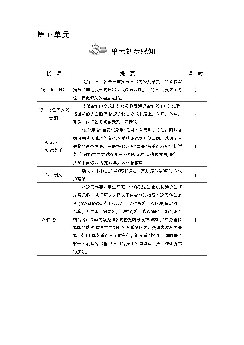 统编版（2024）四年级语文下册第五单元教案第1页