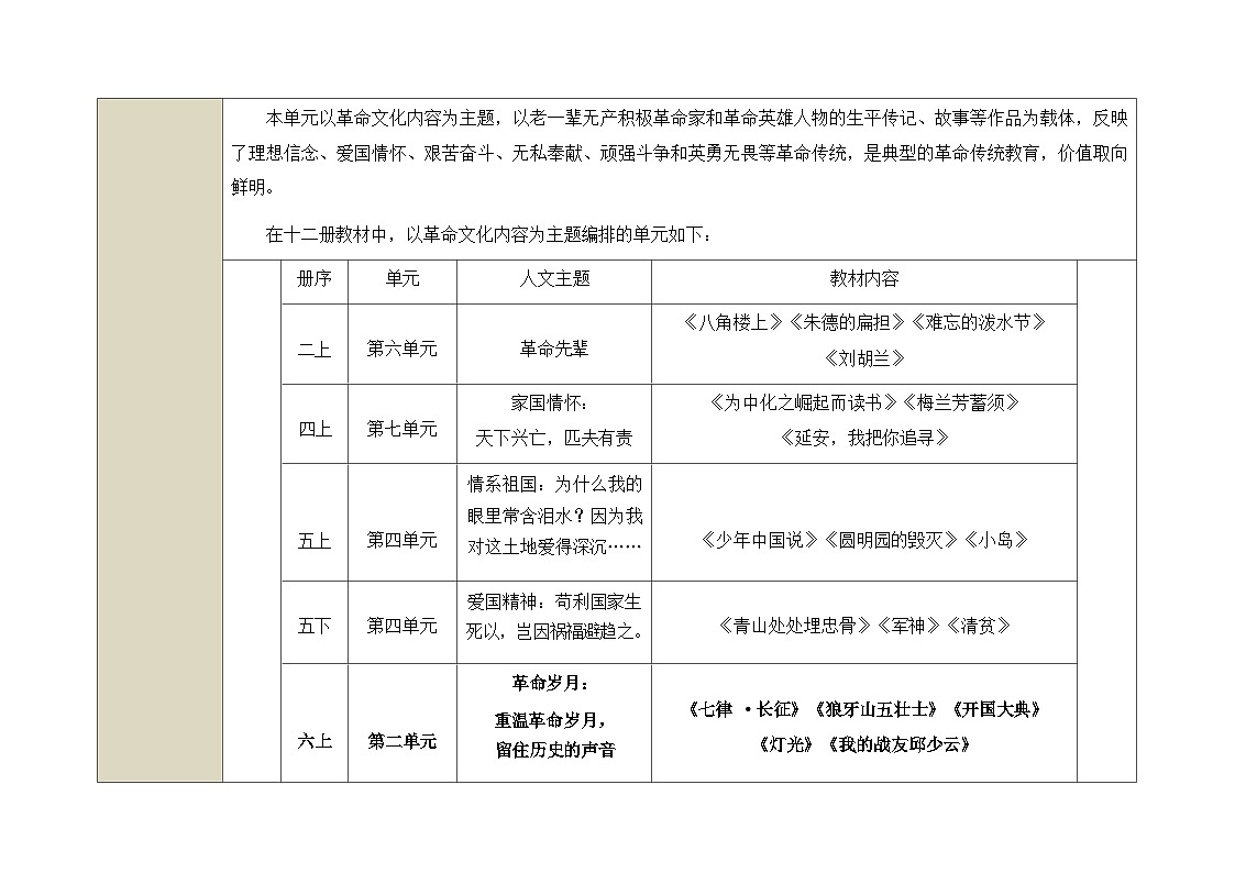 统编版语文六年级上册第二单元 大单元整体教学设计（表格式）第3页