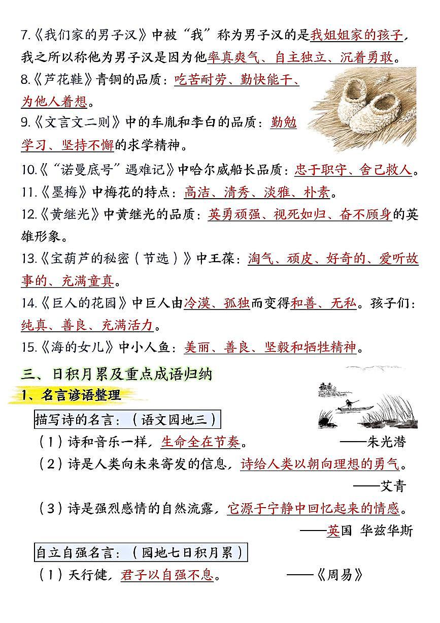 统编版四年级语文下册【期末总复习重点知识点归纳整理-共29页】练习含答案第3页