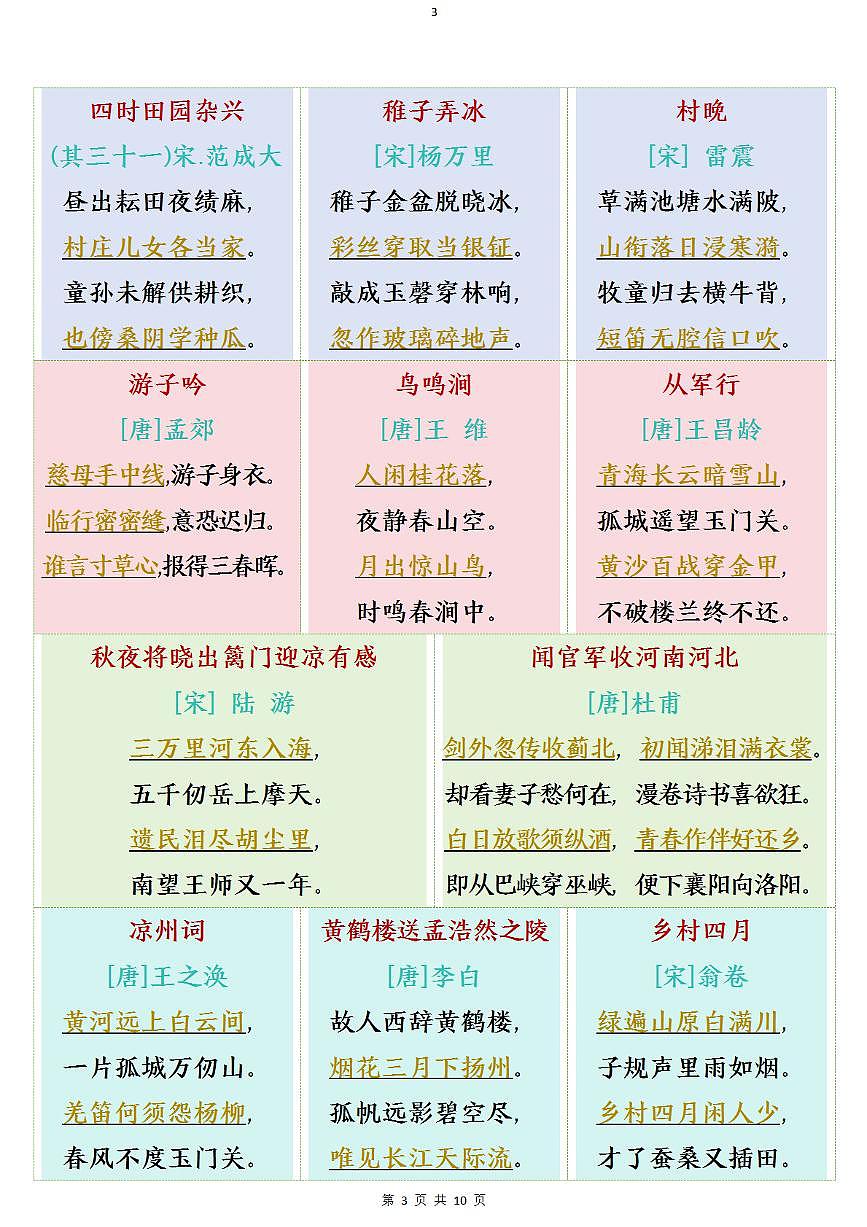 统编版五年级语文下册【期末复习全册必背知识点】练习及答案第3页