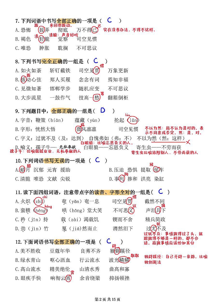 小升初语文提分专练02 字形解析（15页）第2页