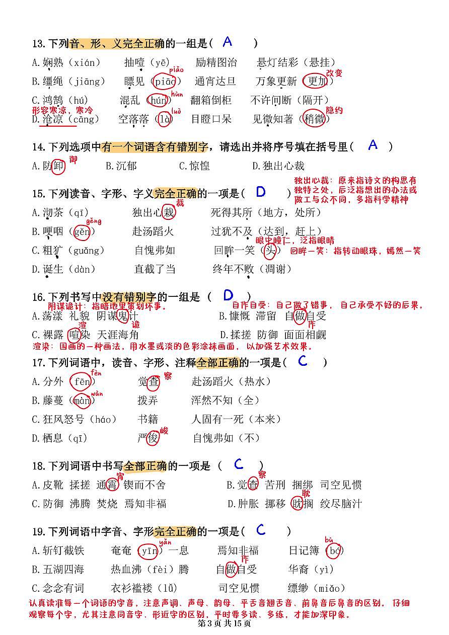 小升初语文提分专练02 字形解析（15页）第3页