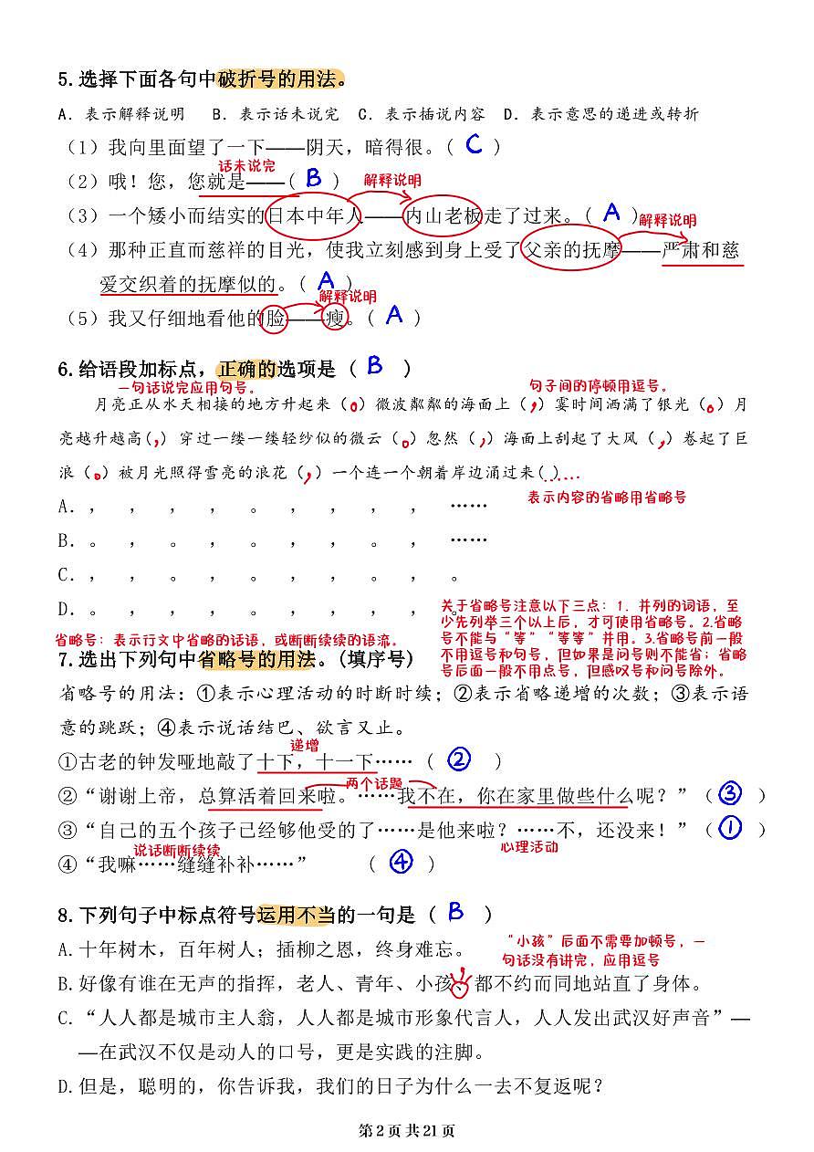 小升初语文提分专练04  标点符号的运用解析（21页）第2页