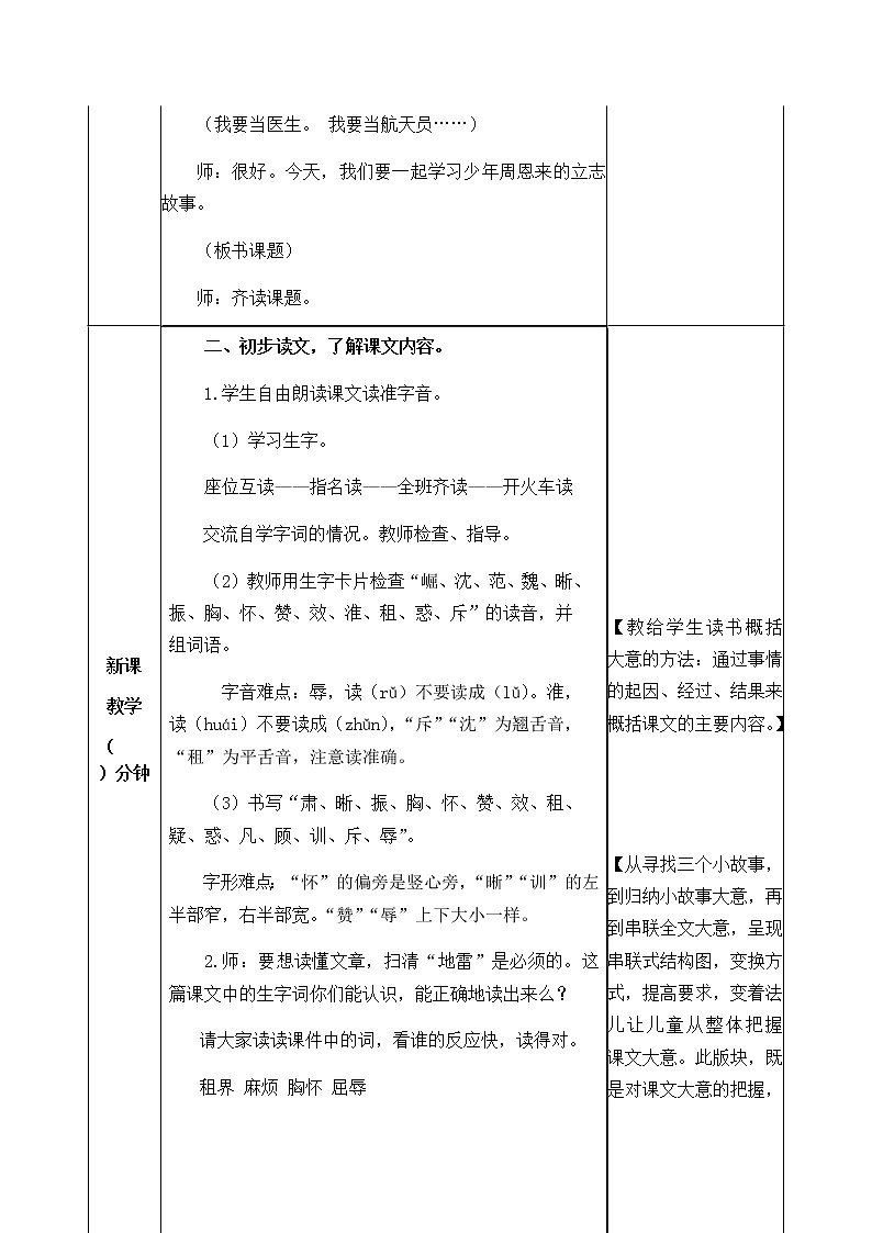 22《为中华之崛起而读书》教学设计 教案02