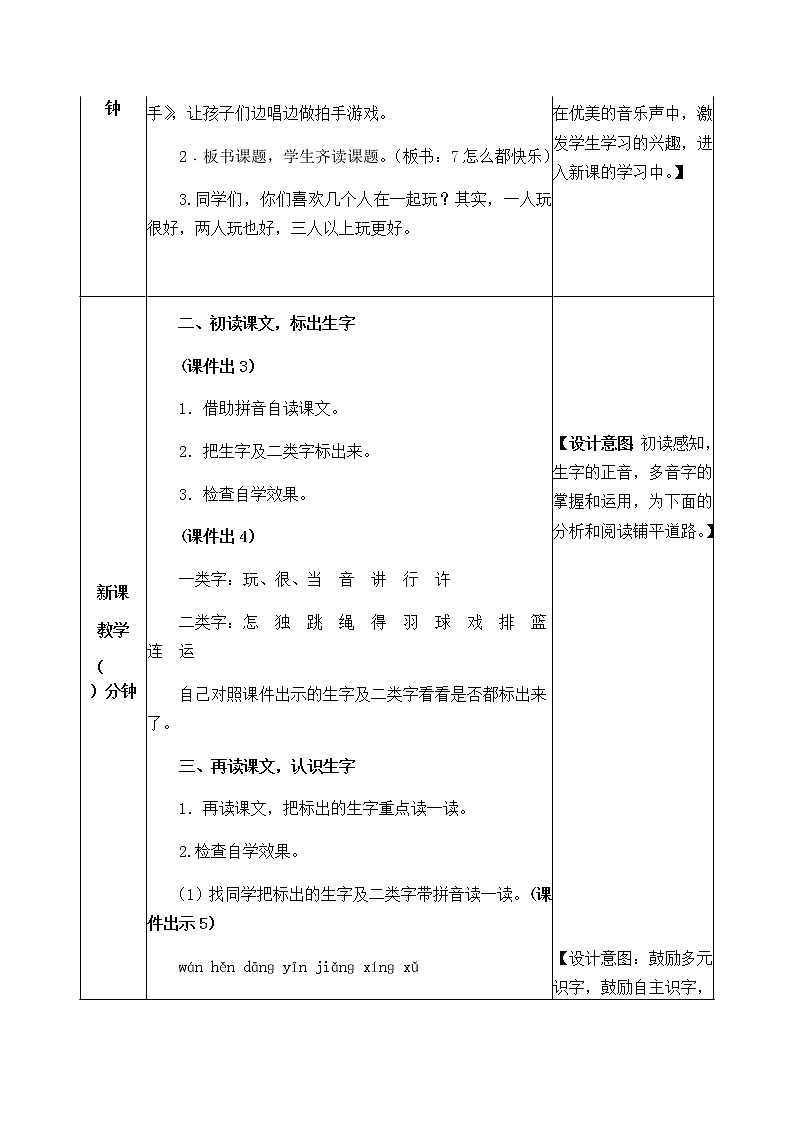 人教部编版语文一年级下册 7 怎么都快乐 教案02