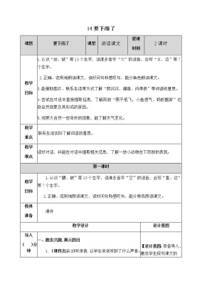 人教部编版一年级下册14 要下雨了教案设计