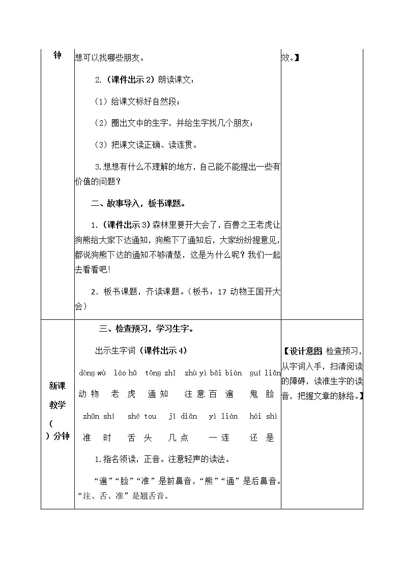人教部编版语文一年级下册 17 动物王国开大会 教案02
