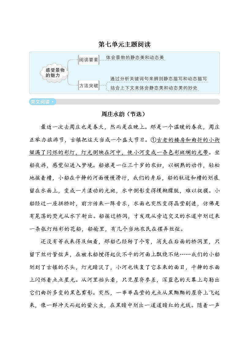 部编版五年级下册语文试题-第七单元主题阅读（含答案）人教01