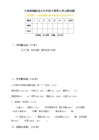 小学语文人教部编版五年级下册第七单元单元综合与测试单元测试课堂检测