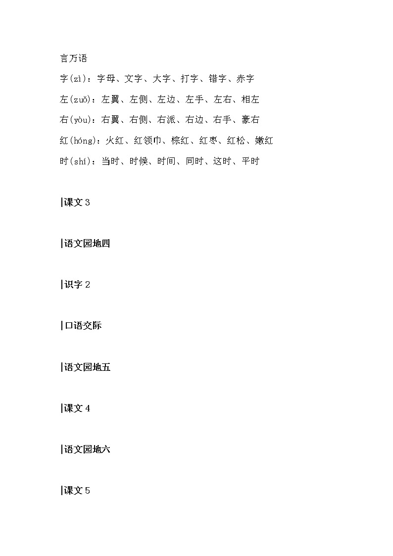 人教部编版一年级语文(下册)《写字表》注音及组词 学案03