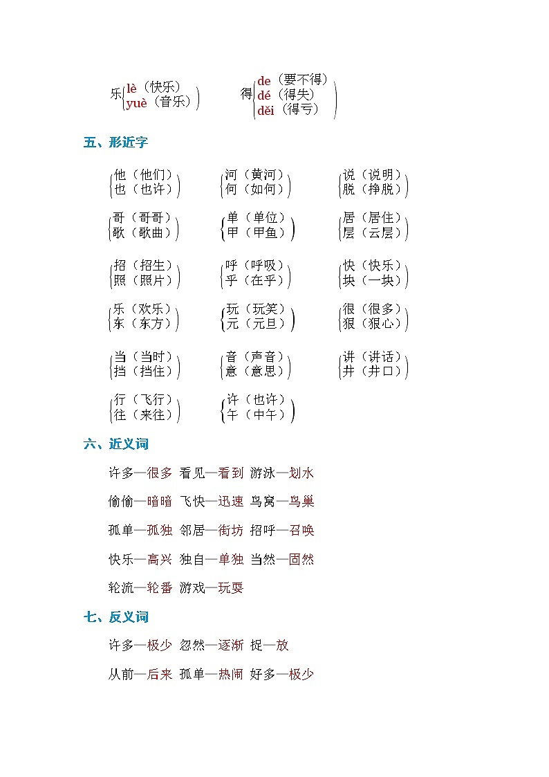 部编一年级语文下册第三单元 基础知识必记第2页