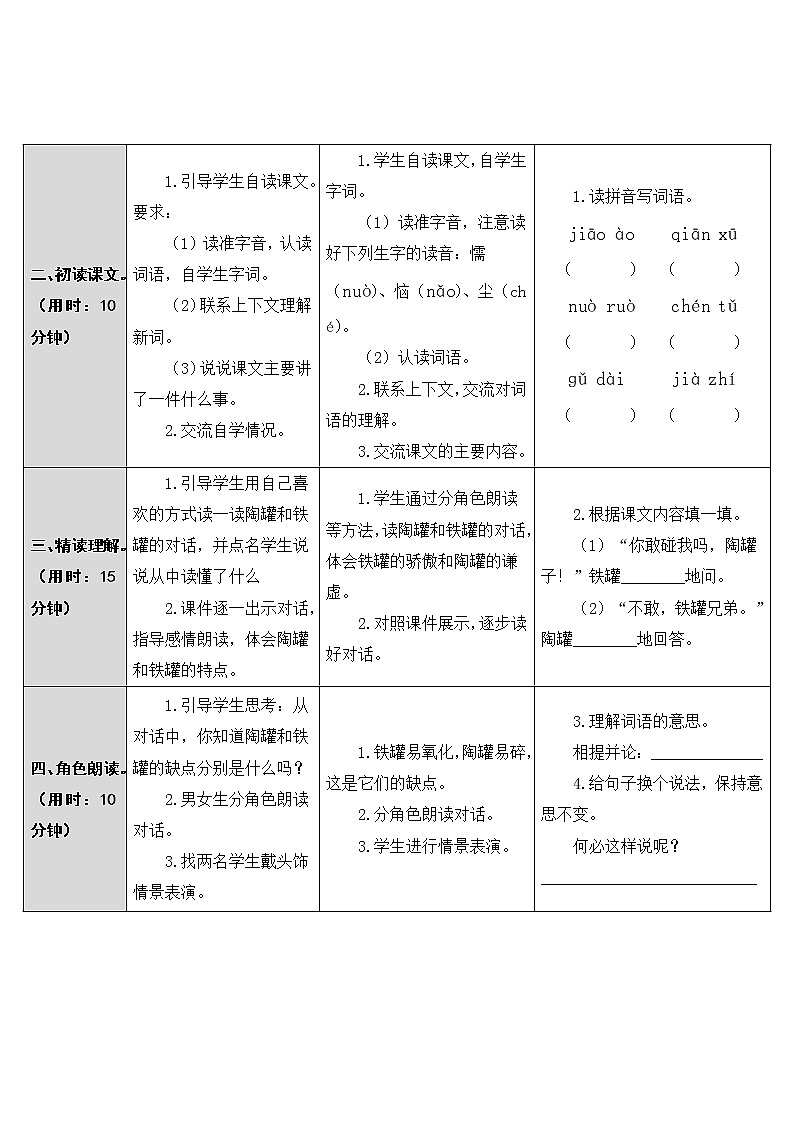 第6课《陶罐和铁罐》教案02