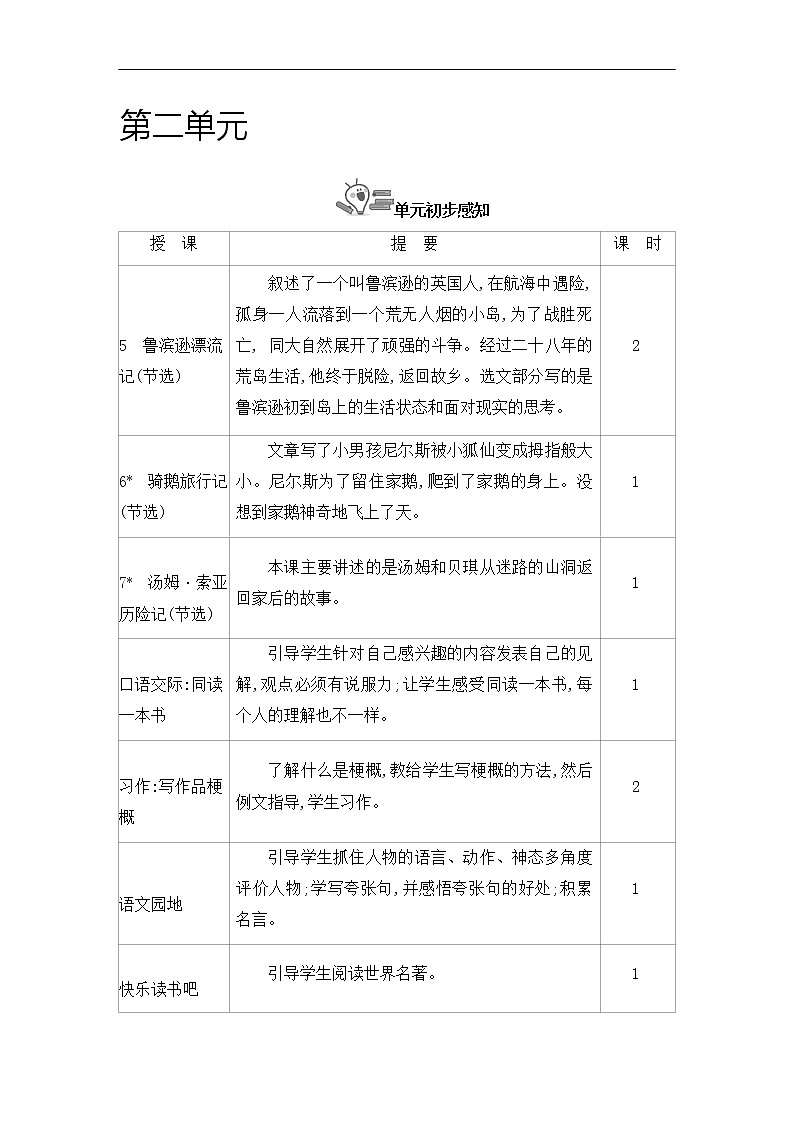 部编版语文六下第二单元 全单元教学设计第1页