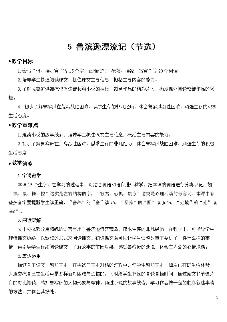 5 鲁滨逊漂流记（节选） 优秀教案03