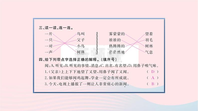 福建专版2019秋三年级语文上册第七单元22父亲树林和鸟习题课件新人教版04