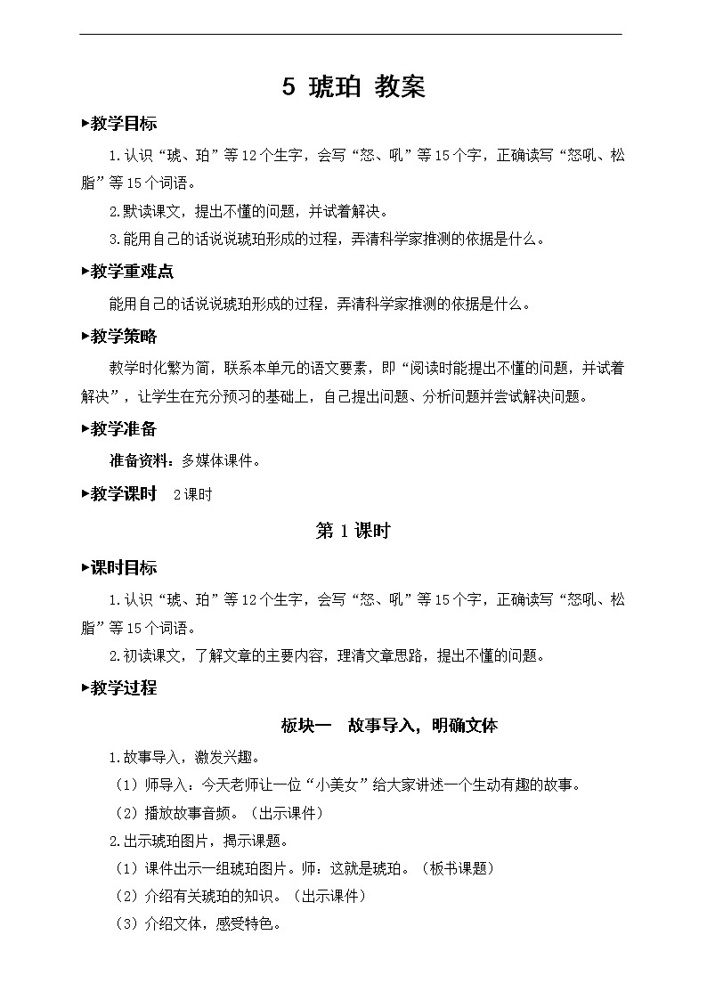 5《琥珀》教案第1页