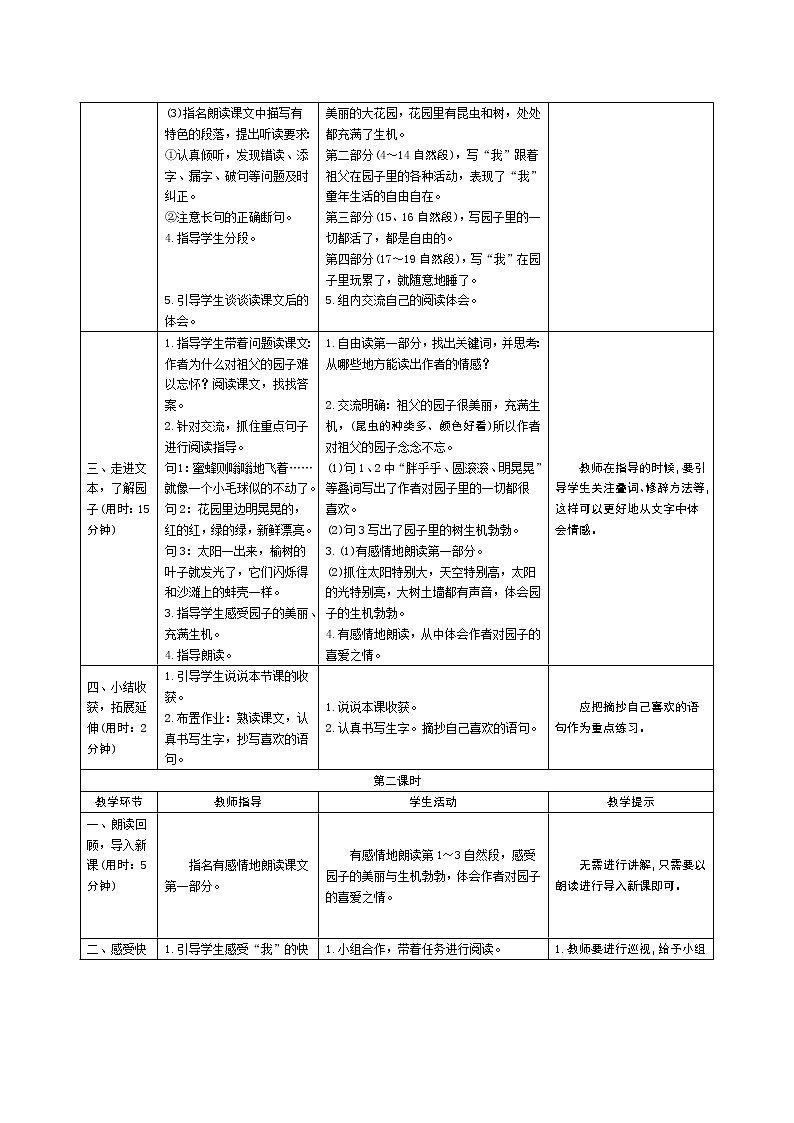 2 祖父的园子 导学案02