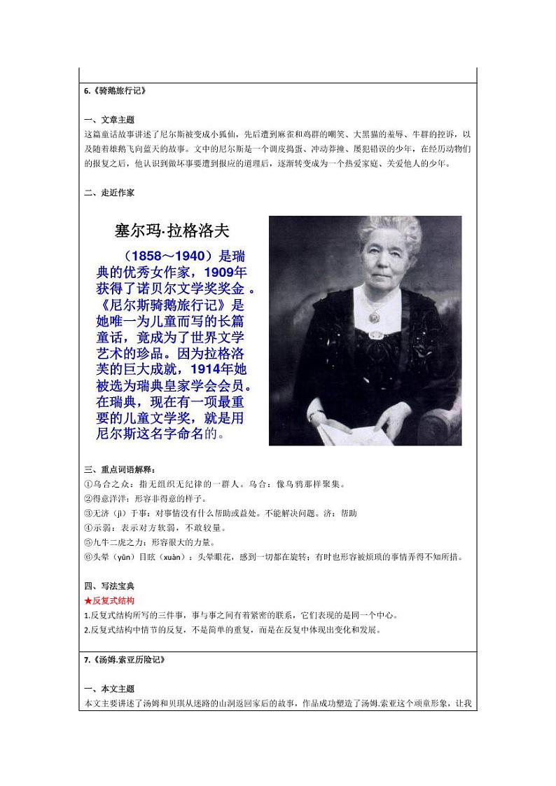 部编版六下语文第2单元 “地毯式”自主学习过关自查表 试卷03