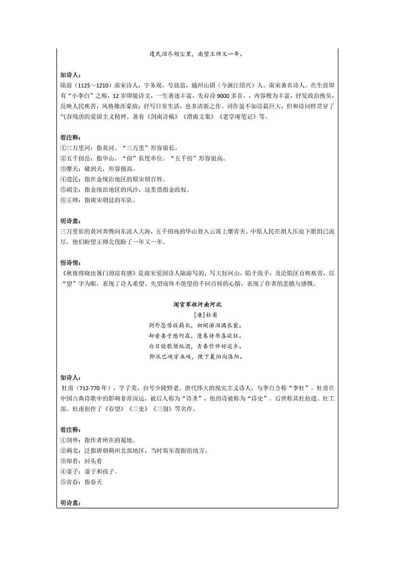 部编版五下语文第4单元 “地毯式”自主学习过关自查表 试卷02