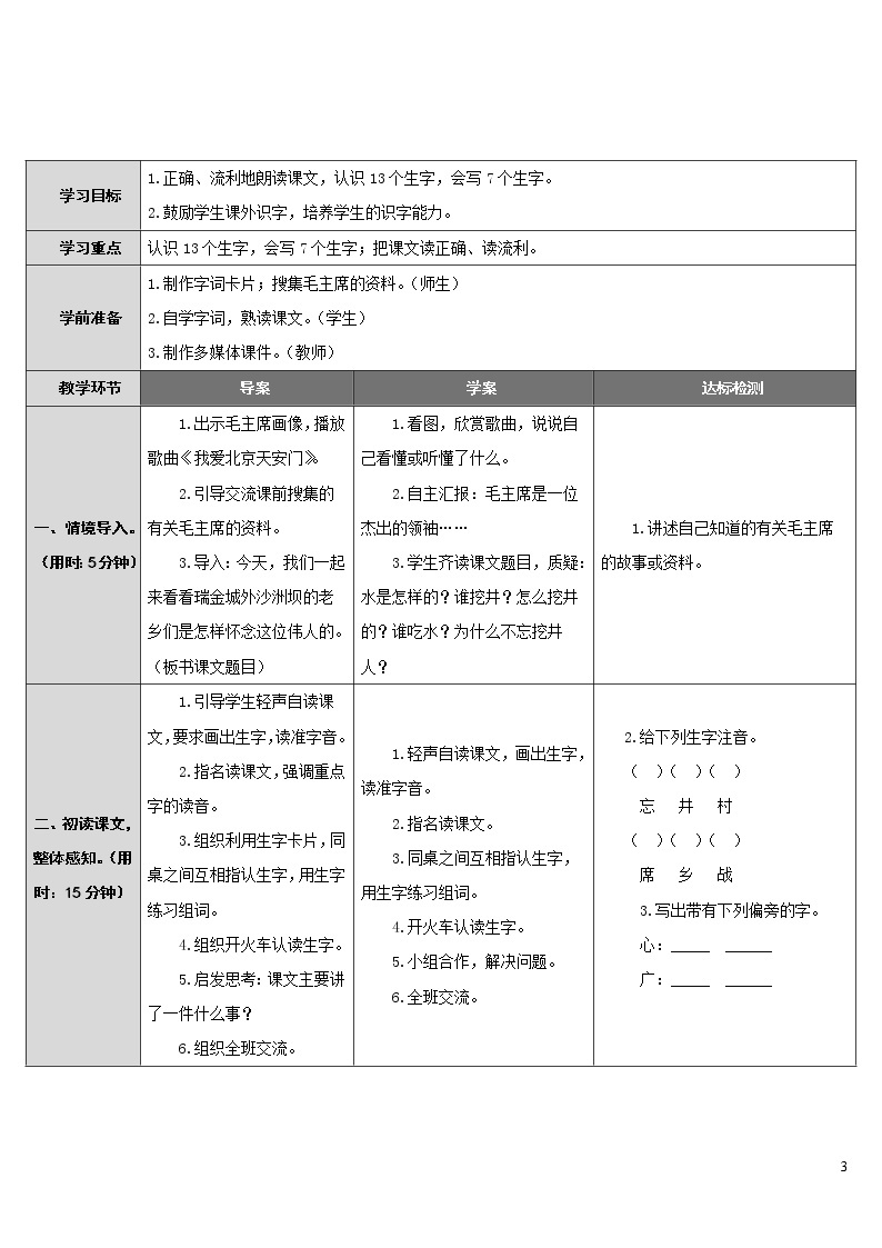 1.吃水不忘挖井人 导学案03