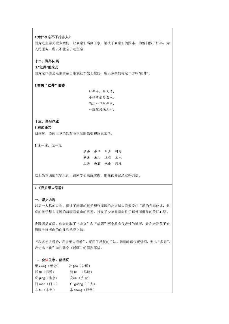 部编版一下语文第2单元 “地毯式”自主学习过关自查表 试卷03