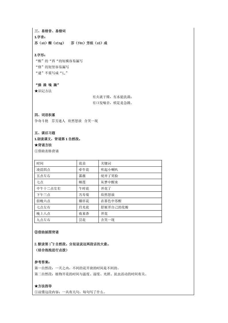 部编版三下语文第4单元 “地毯式”自主学习过关自查表 试卷02