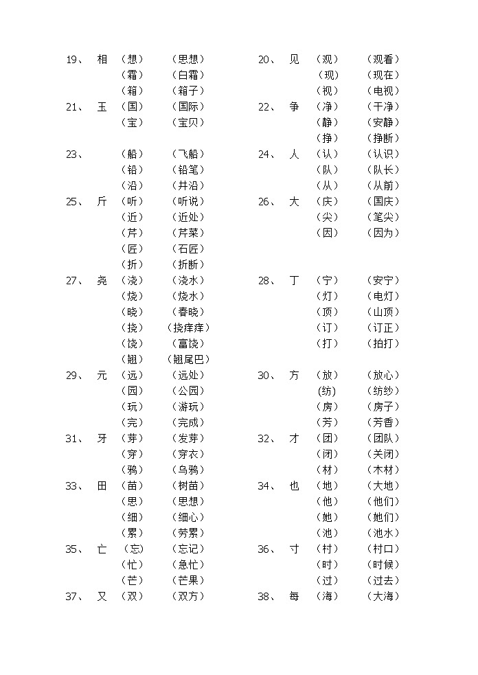 部编版一下语文期末复习之加部首练习02