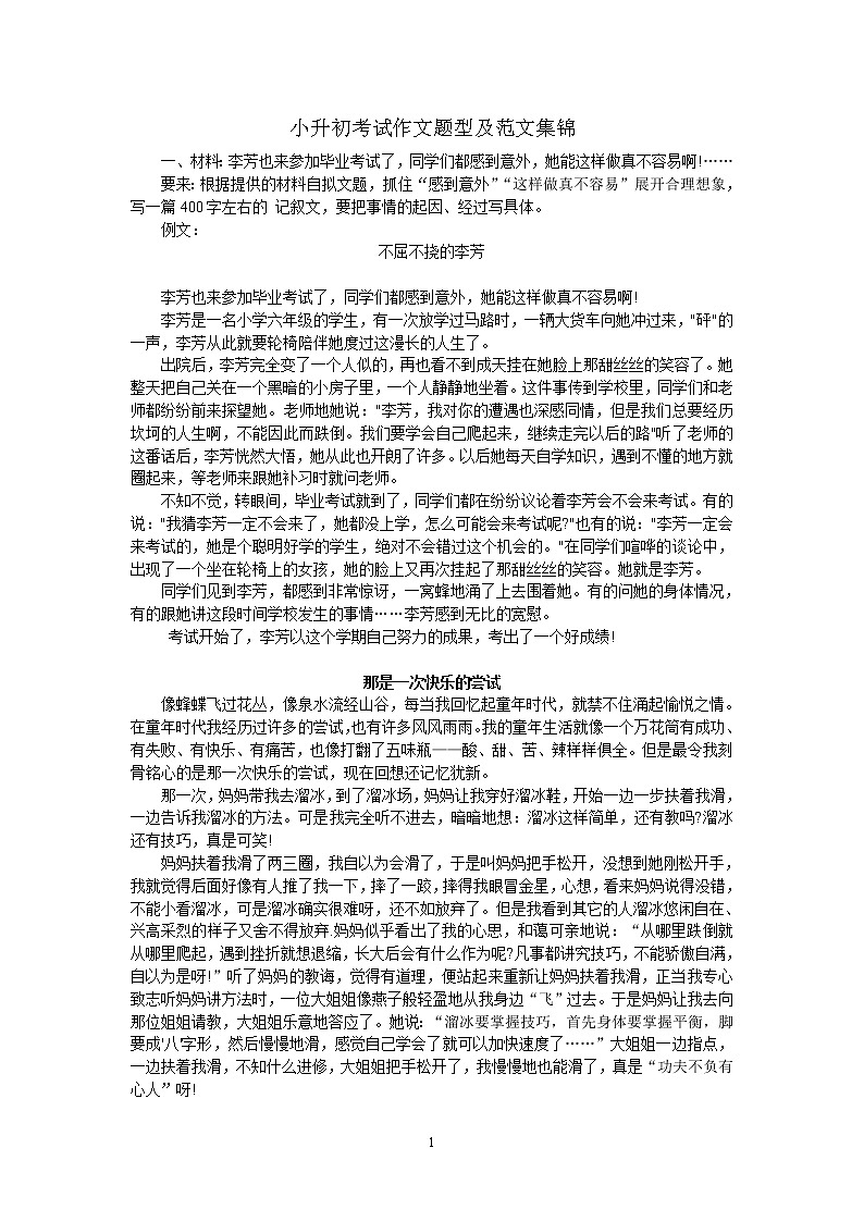 小升初考试作文题型及范文集锦(1)01