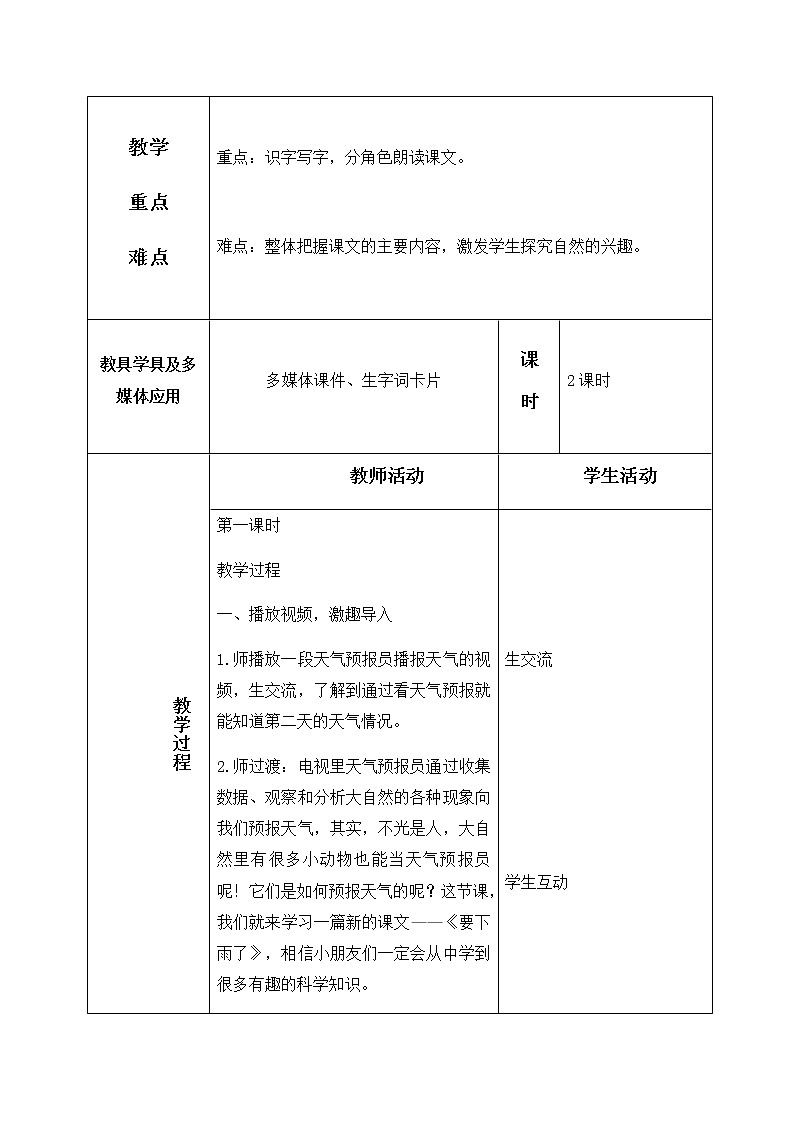 14、要下雨了 教学设计（含反思）02
