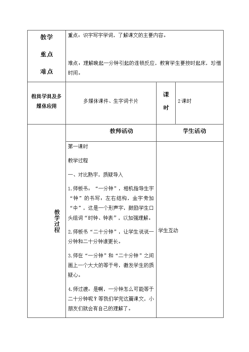 16、一分钟 教学设计（含反思）02