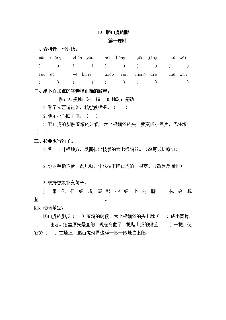 10《爬山虎的脚》同步练习01