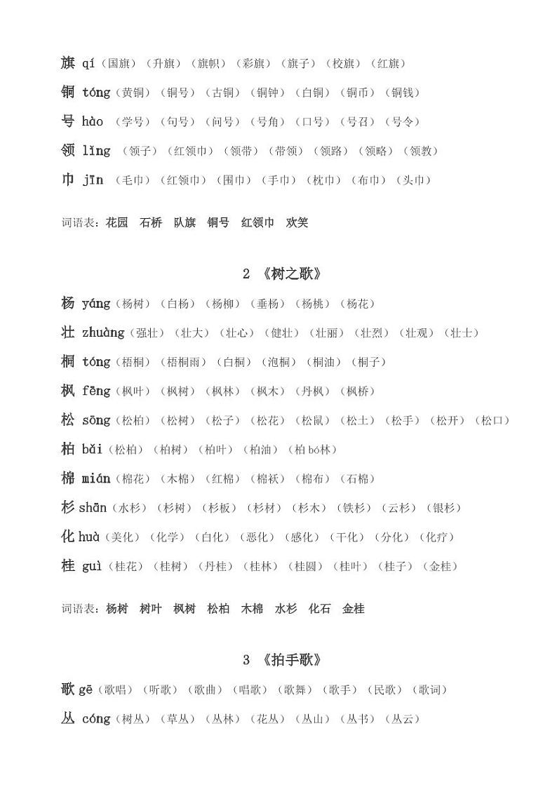 （暑假预习也可用）部编版二年级全册生字组词第3页