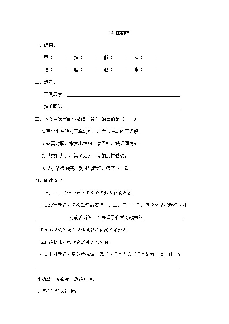 14 在柏林 同步练习01