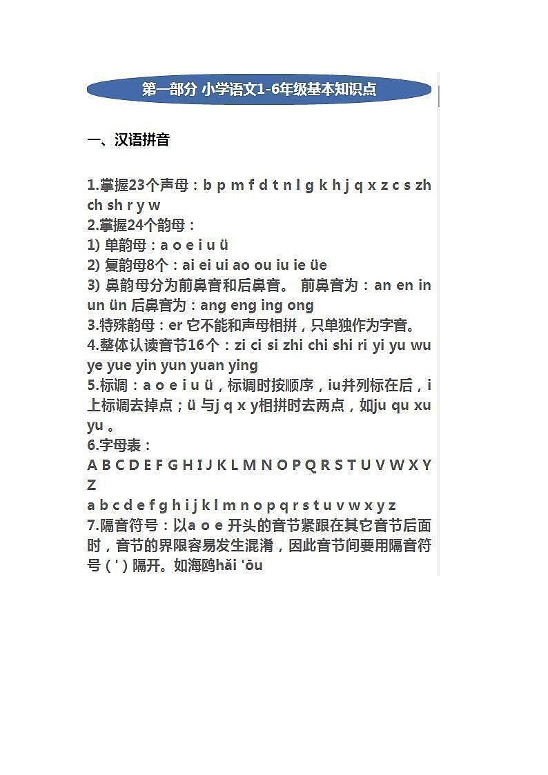 最全小学语文基础知识汇总第3页