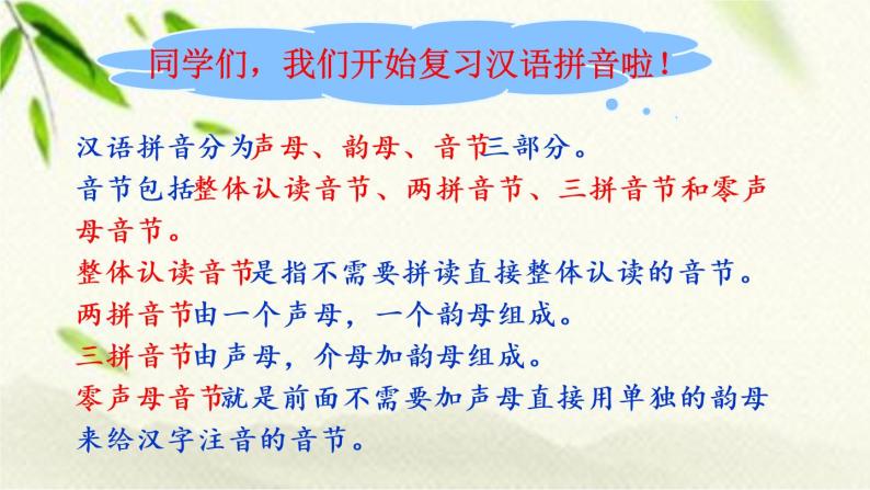 一年级语文上册汉语拼音（二三单元）复习课件02