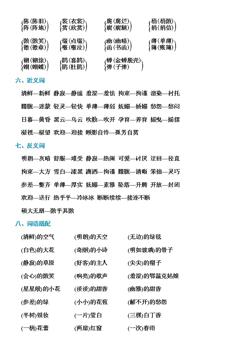 部编版语文六年级上册期末知识点汇总02