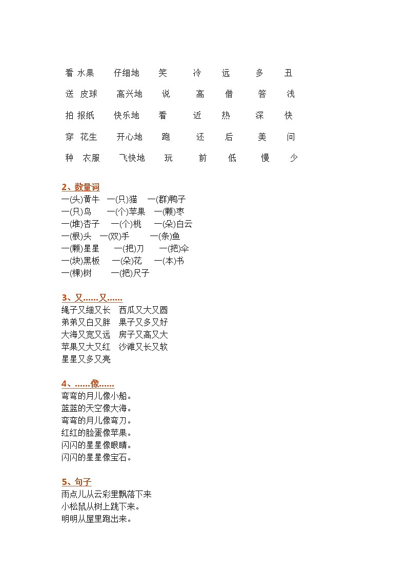 部编语文一年级上册期末复习知识点汇总03