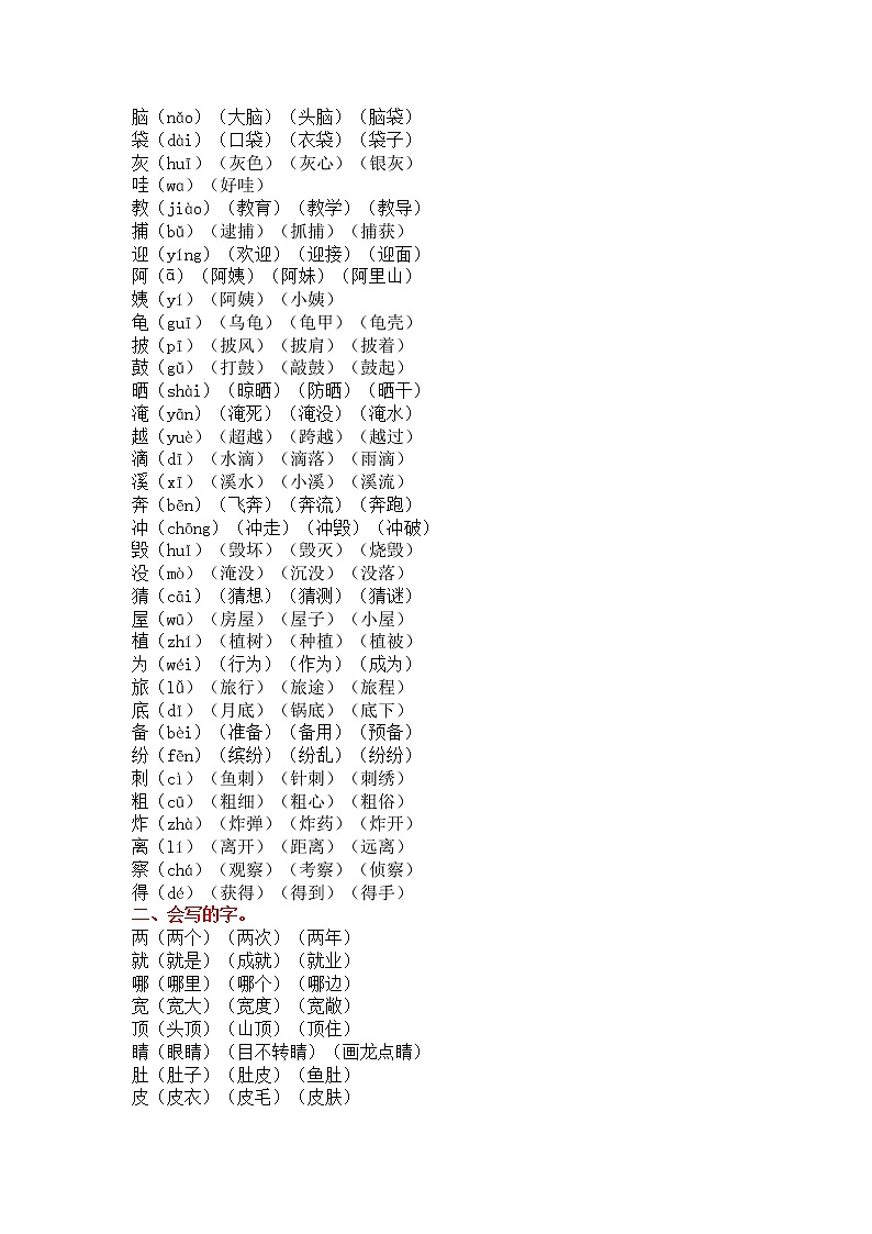 部编版语文二年级上册《语文园地一》知识点+同步练习02