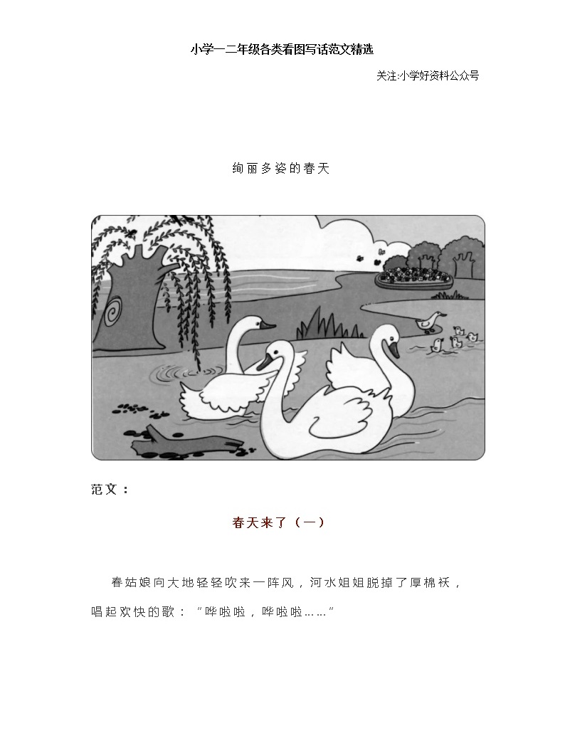 部编版小学一二年级各类看图写话范文精选01