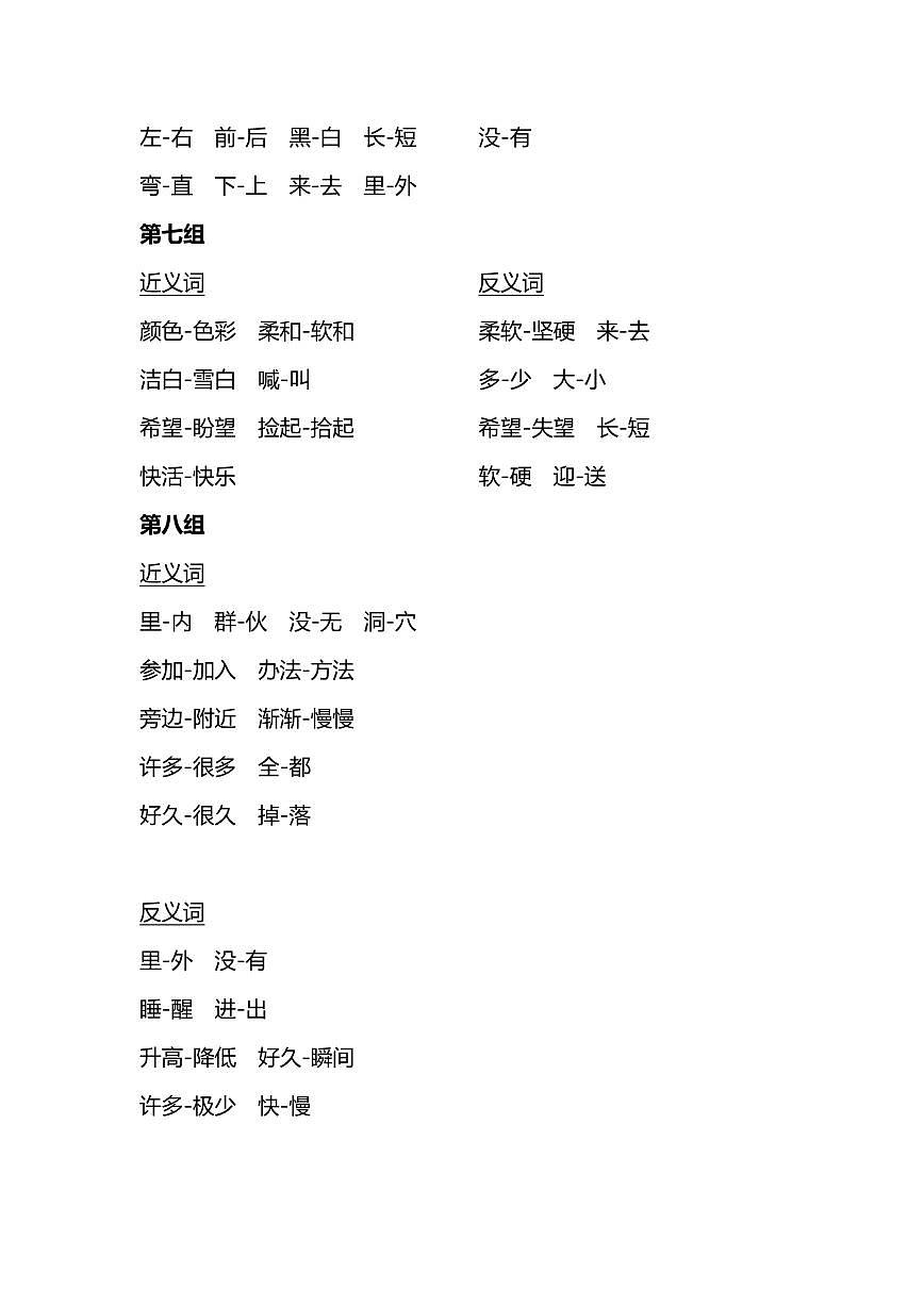 实用干货：小学语文1年级上册近、反义词汇总（附专项练习）第2页