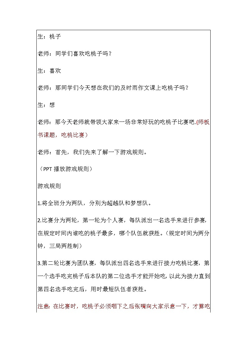 小学活动课作文《吃桃比赛》教案第2页