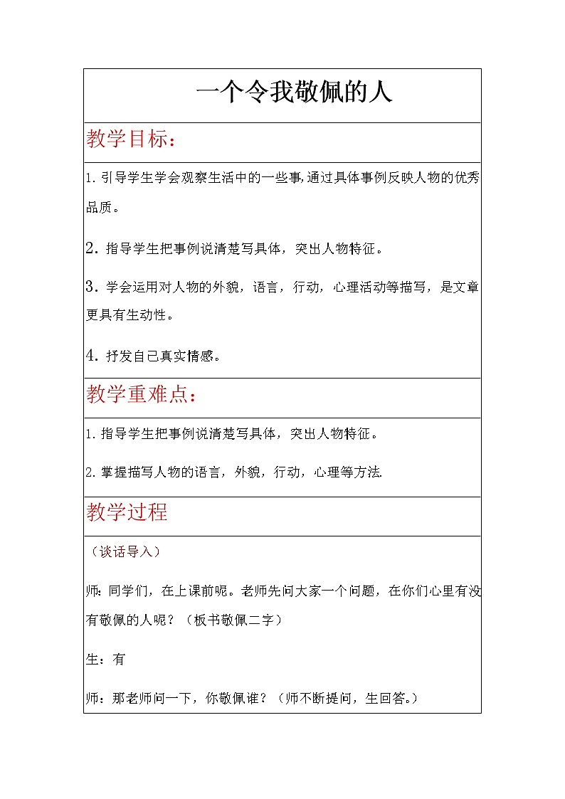 小学作文《一个令我敬佩的人》课件教案01