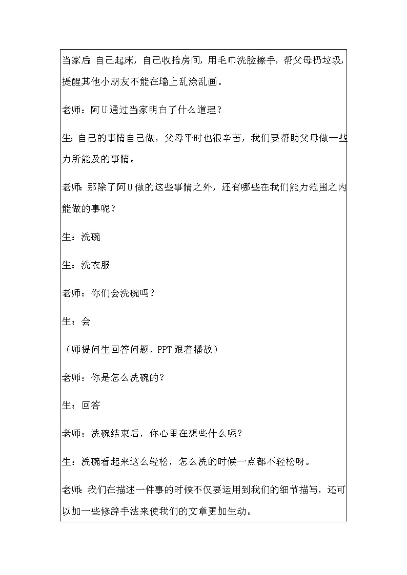 小学作文《今天我当家》教案第3页