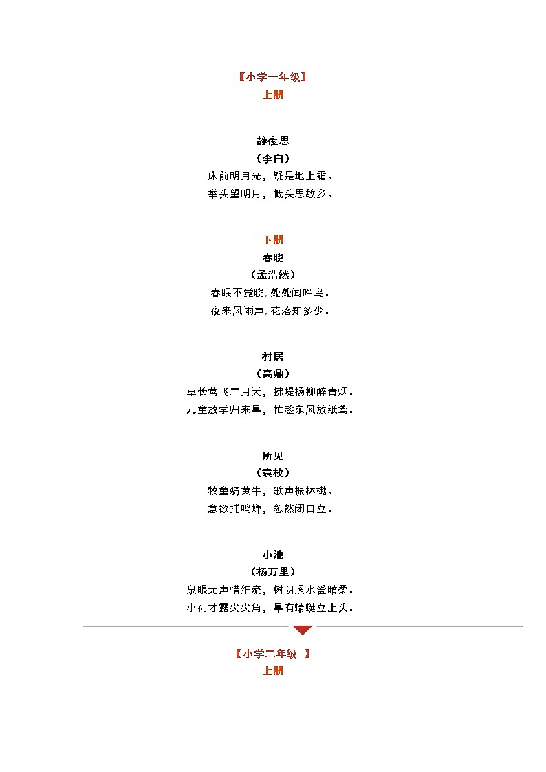 部编版语文一至二年级古诗汇总01