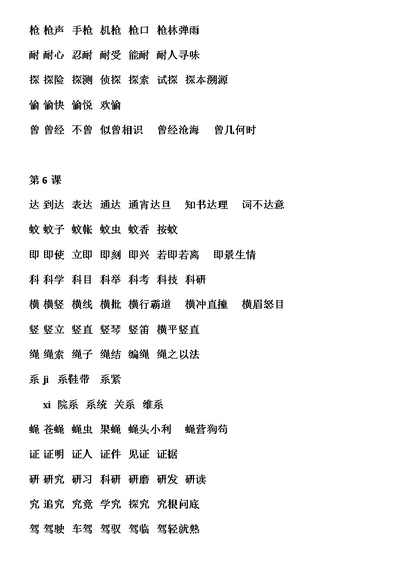 部编版四上语文上册生字组词部编版小结 试卷03